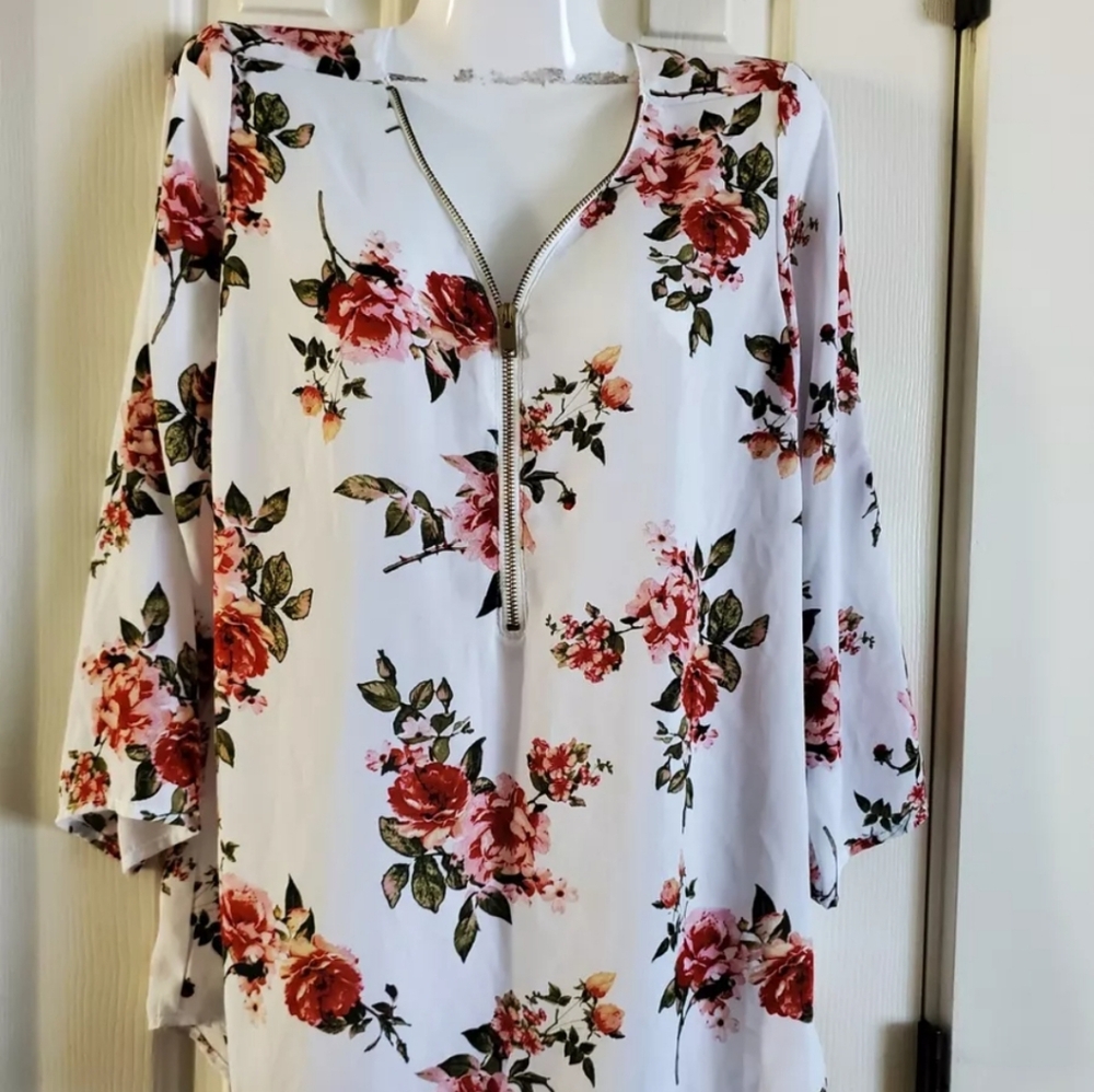 Rue 21‎ Women's White Floral Print Blouse Size XL
